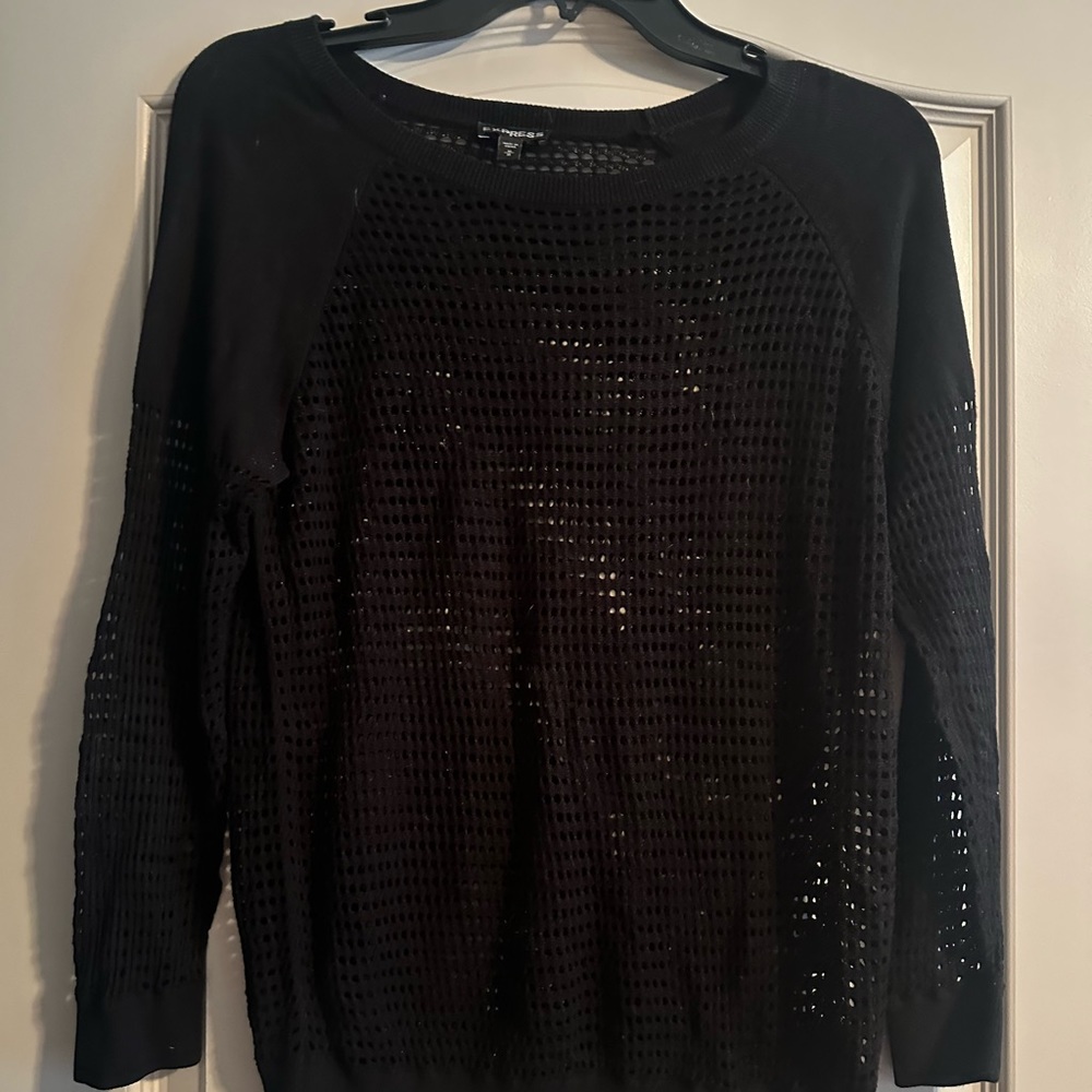 Express Black Sweater Size Medium Cutouts Excellent Used Condition